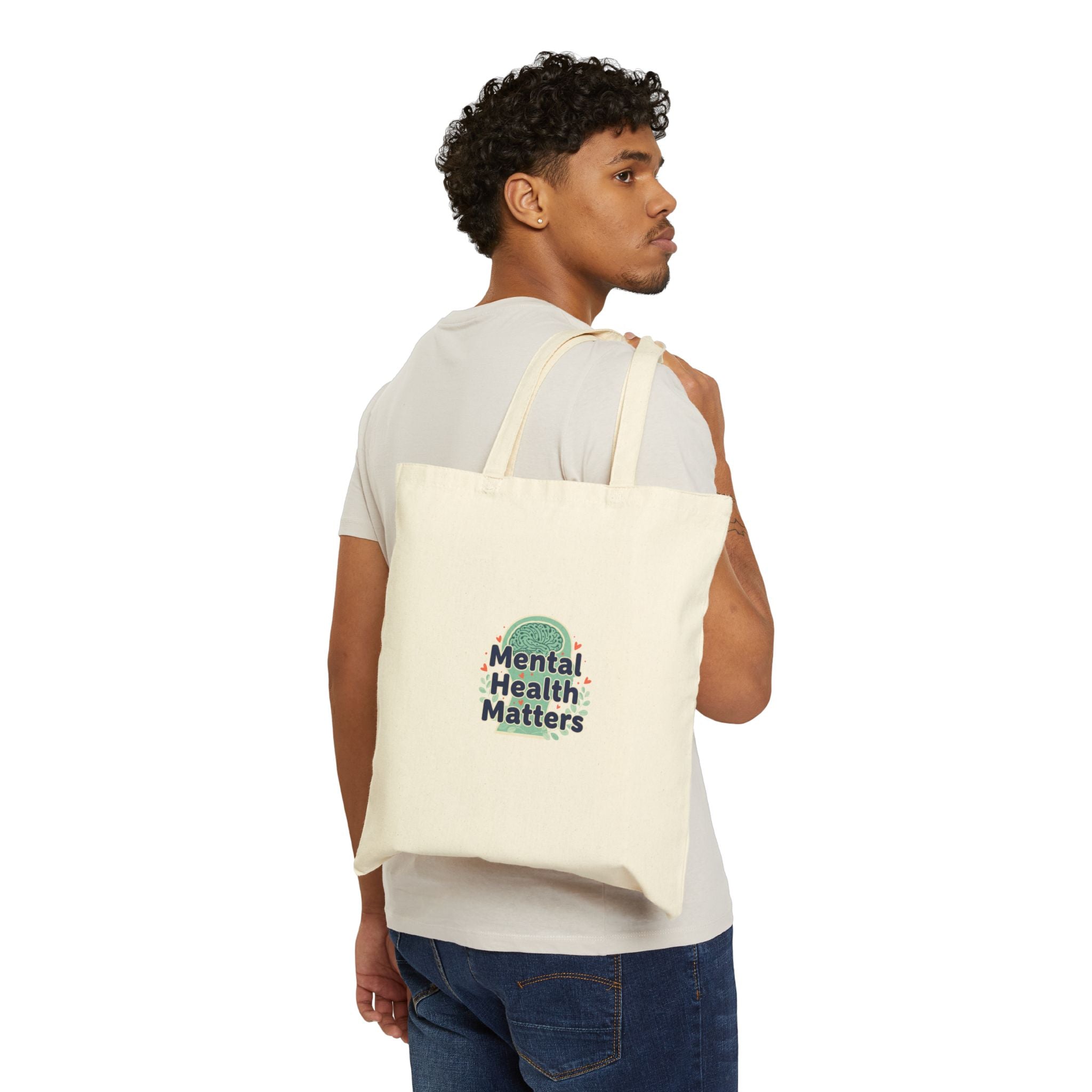 Mental Health Matters Tote | chrome text design, reflective typography