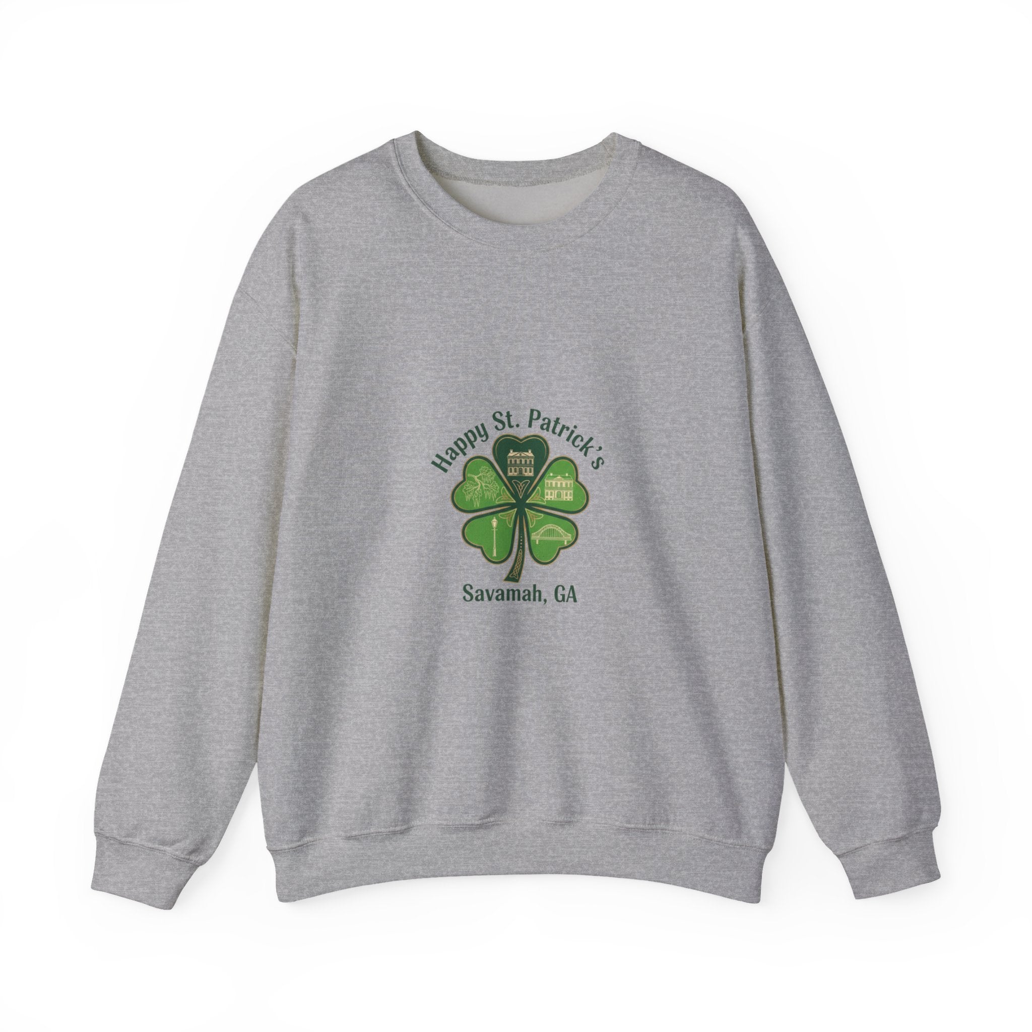 minimal clover icon sweatshirt | tiny shamrock print, subtle luck graphic
