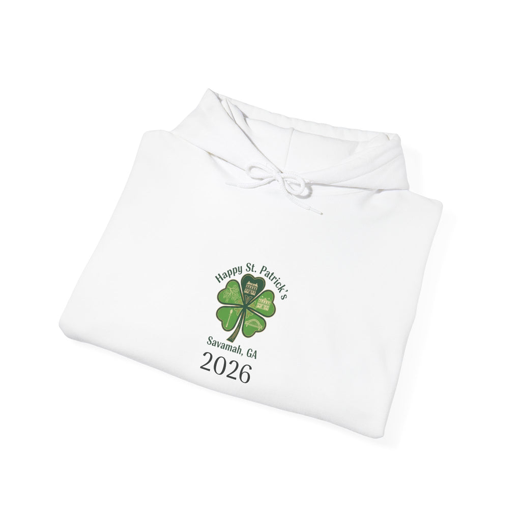 Minimal Clover Icon Hoodie | tiny shamrock print, subtle luck graphic