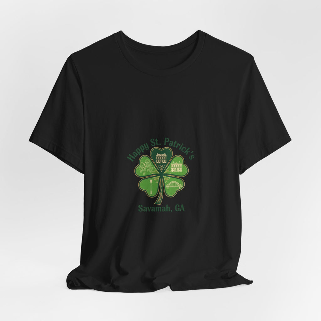 minimal clover icon Tee | tiny shamrock print, subtle luck graphic