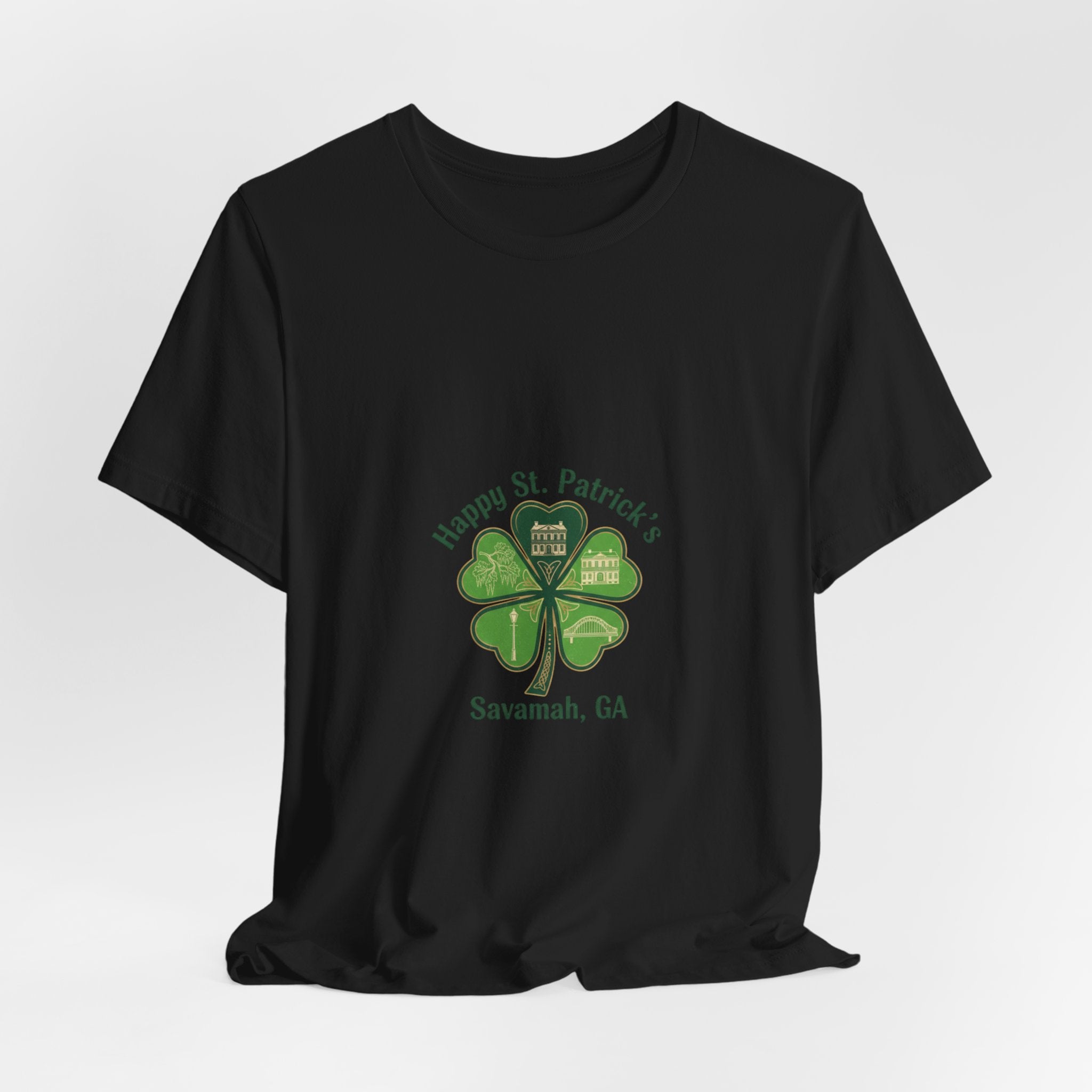 minimal clover icon Tee | tiny shamrock print, subtle luck graphic