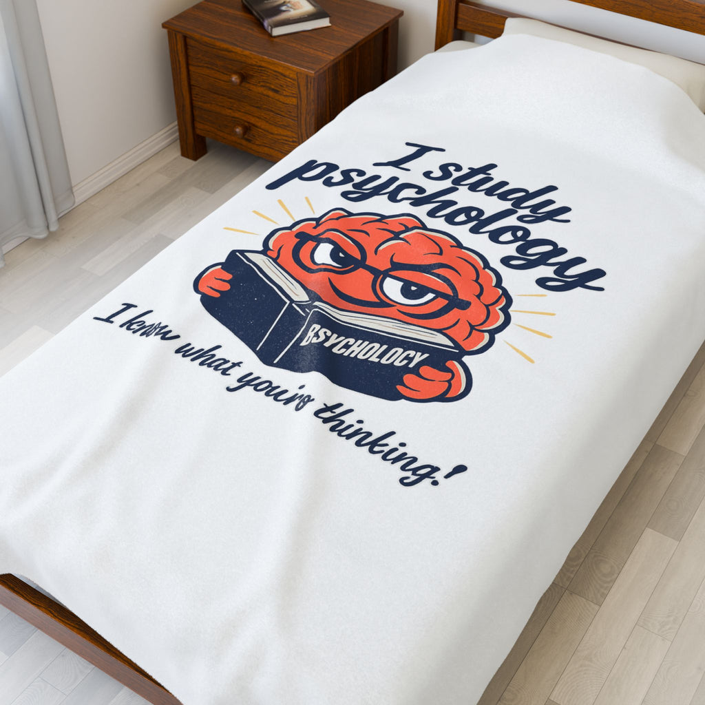 Psychology Brain Illustration Velveteen Plush Blanket | office humor, corporate irony
