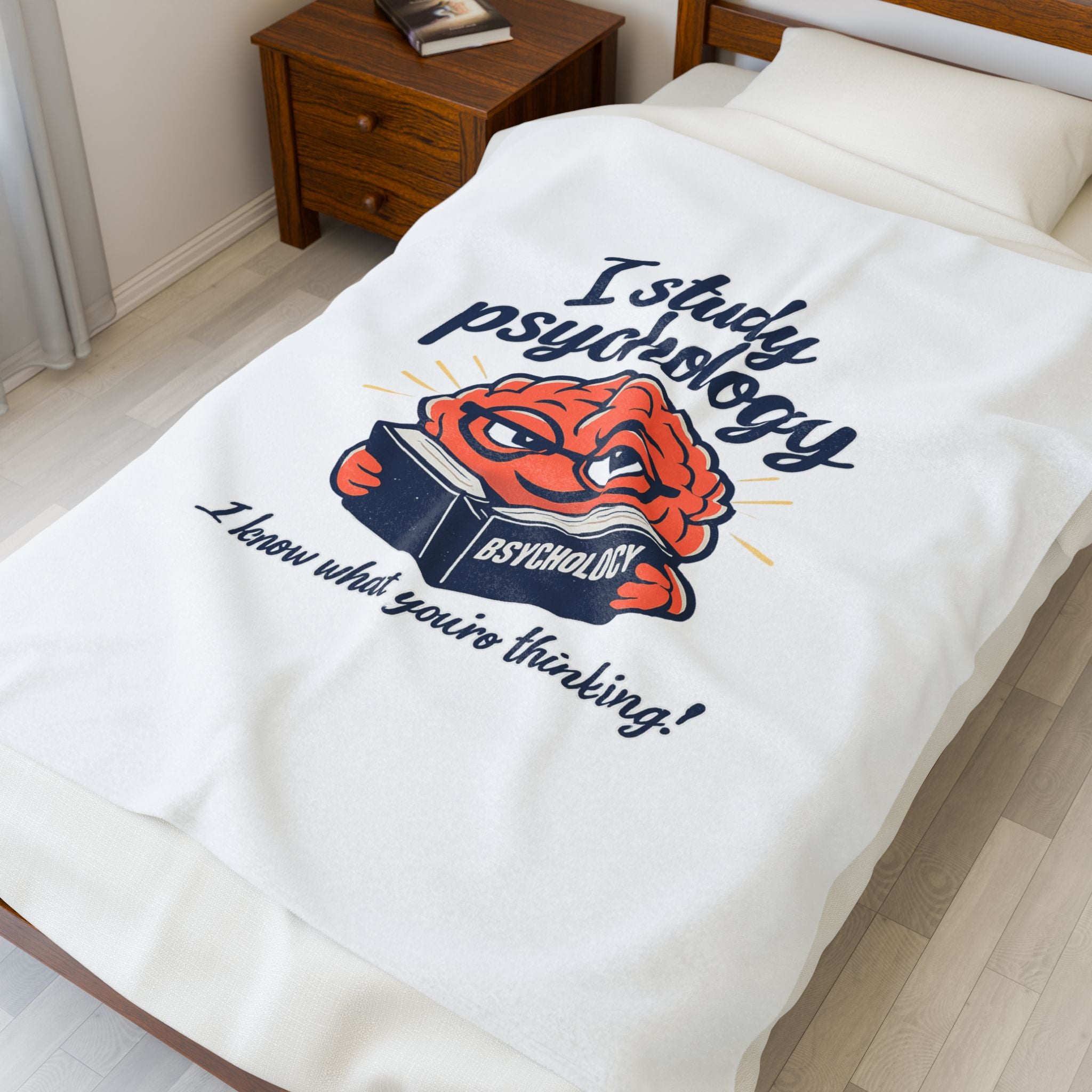 Psychology Brain Illustration Velveteen Plush Blanket | office humor, corporate irony
