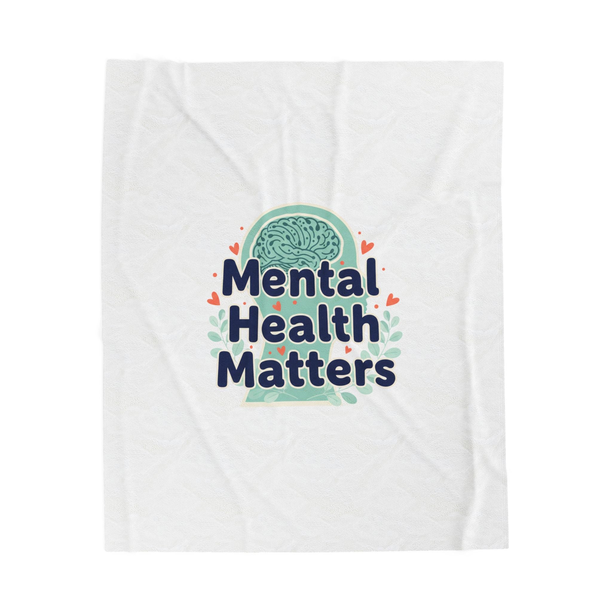 Mental Health Matters Blanket | Positive Message, Illustrated Brain, Wellness