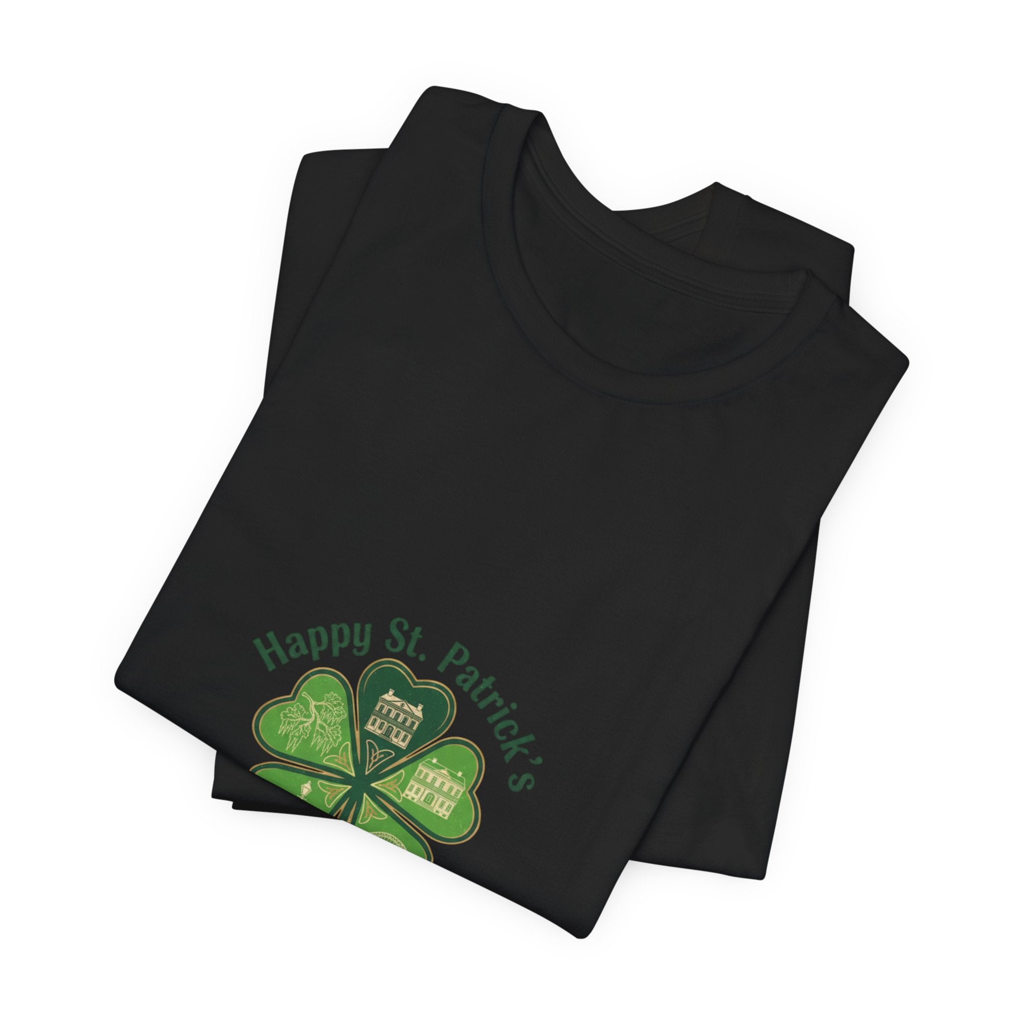 minimal clover icon Tee | tiny shamrock print, subtle luck graphic