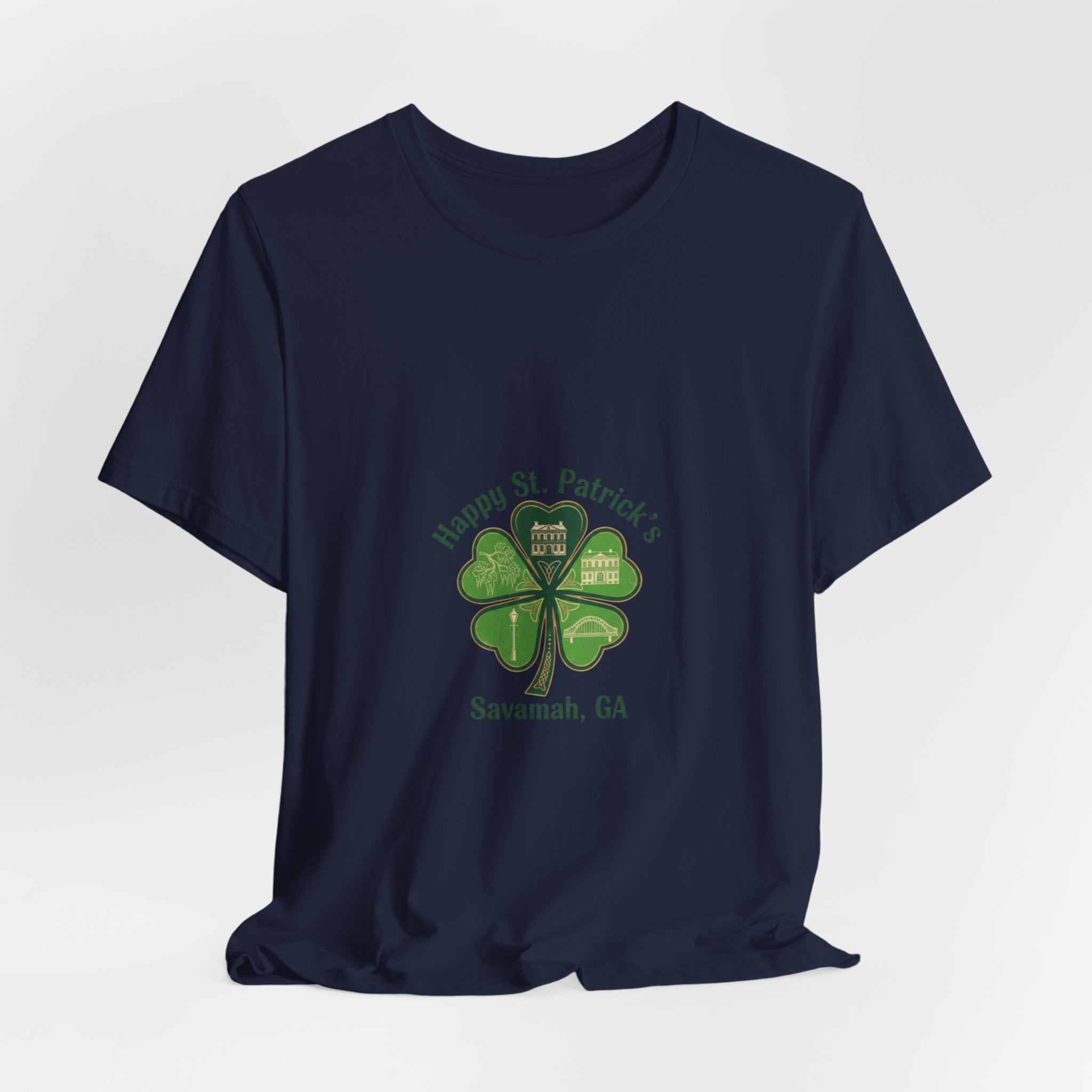 minimal clover icon Tee | tiny shamrock print, subtle luck graphic
