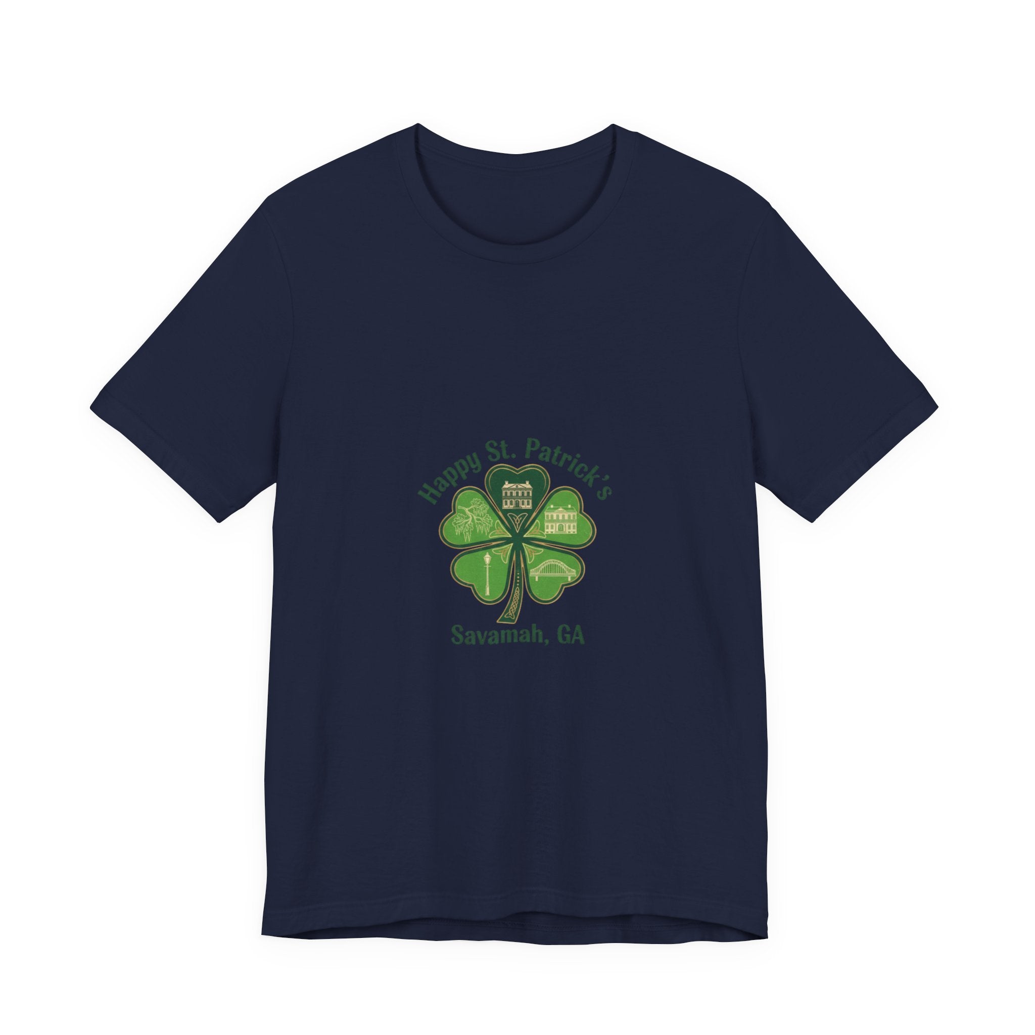 minimal clover icon Tee | tiny shamrock print, subtle luck graphic
