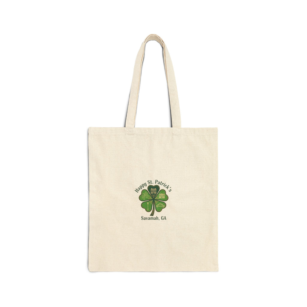 Minimal Clover Icon Tote | tiny shamrock print, subtle luck graphic