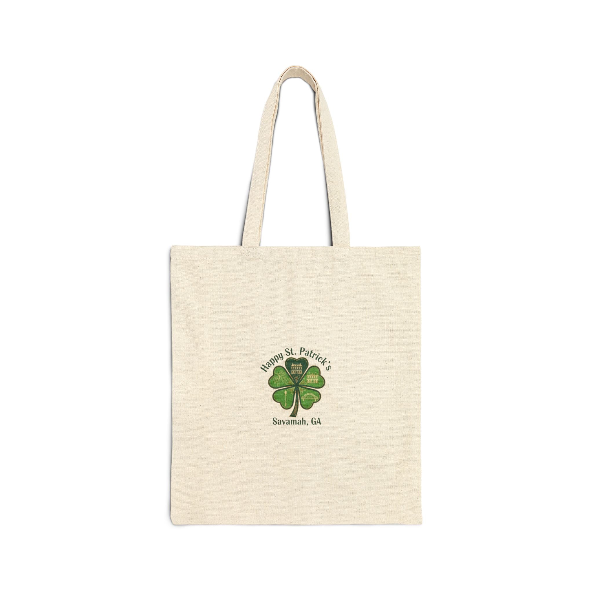 Minimal Clover Icon Tote | tiny shamrock print, subtle luck graphic