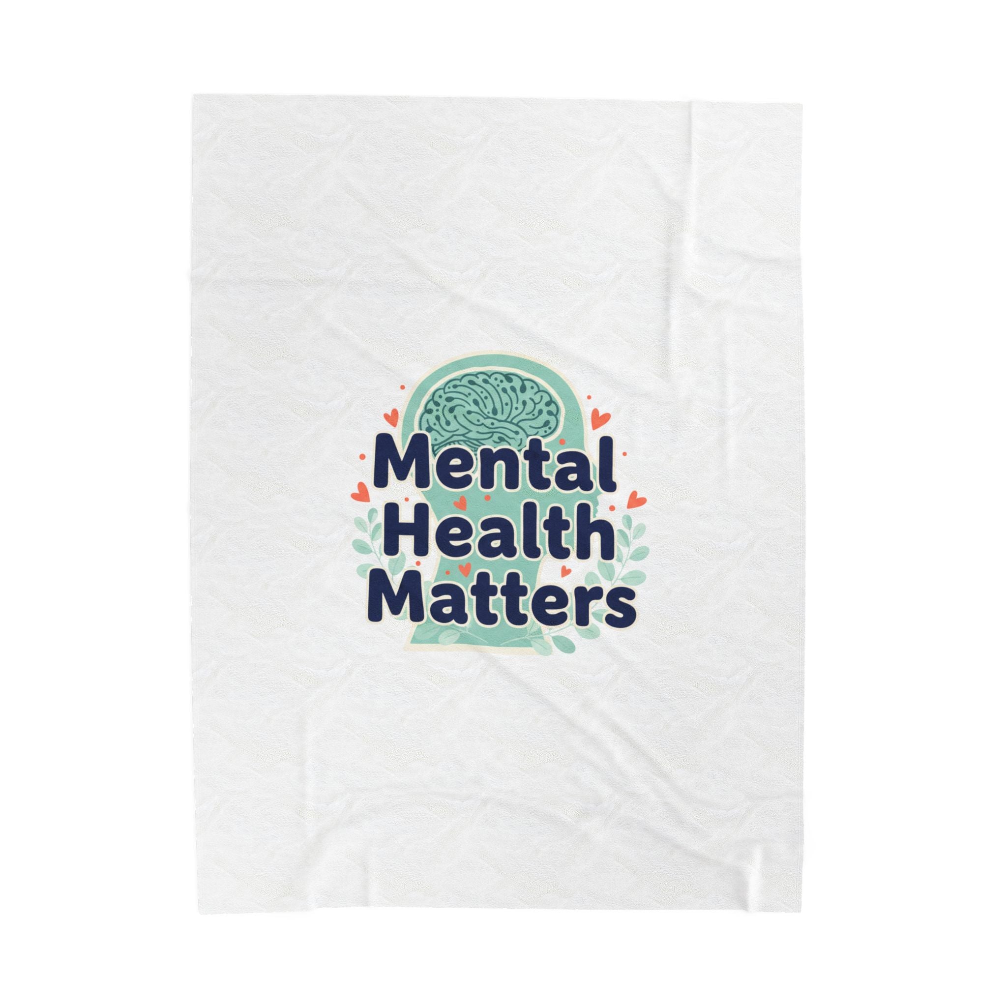 Mental Health Matters Blanket | Positive Message, Illustrated Brain, Wellness