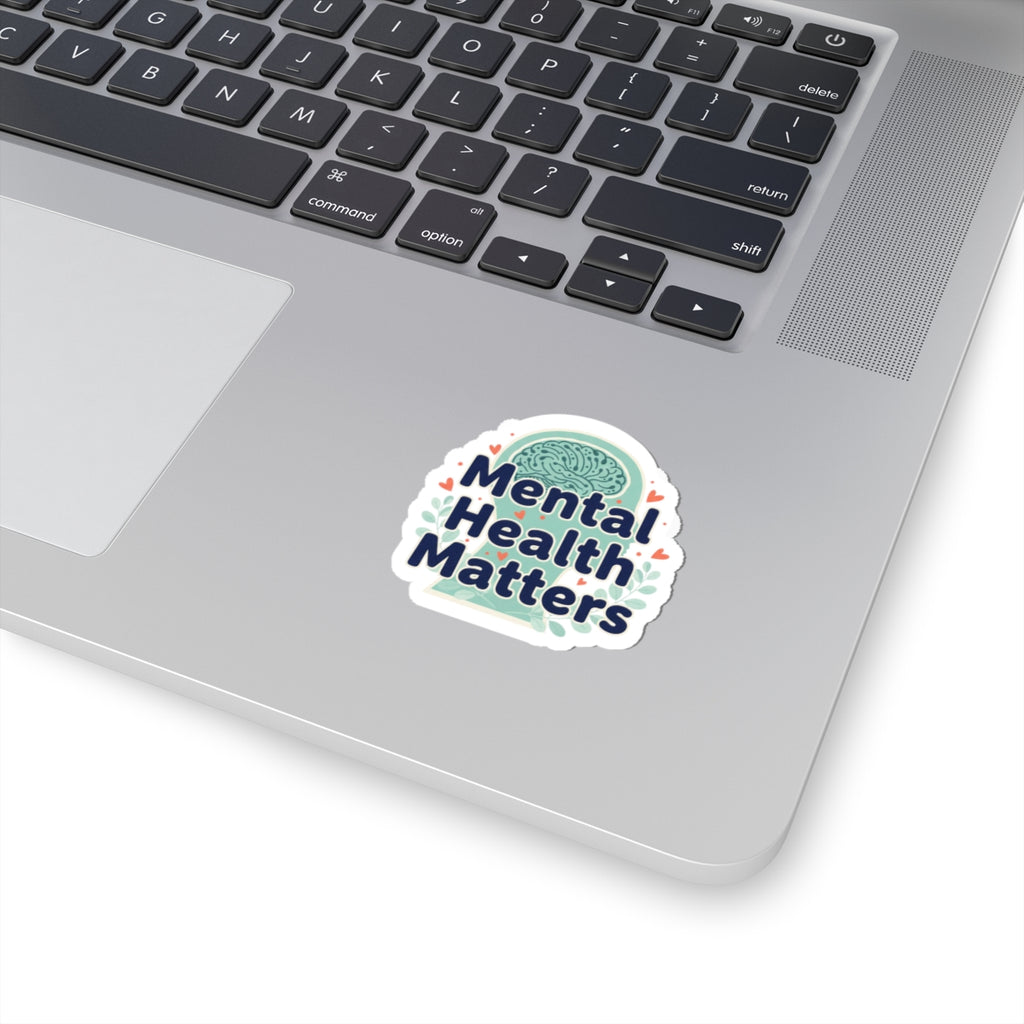 Mental Health Matters Sticker | chrome text design, reflective typography