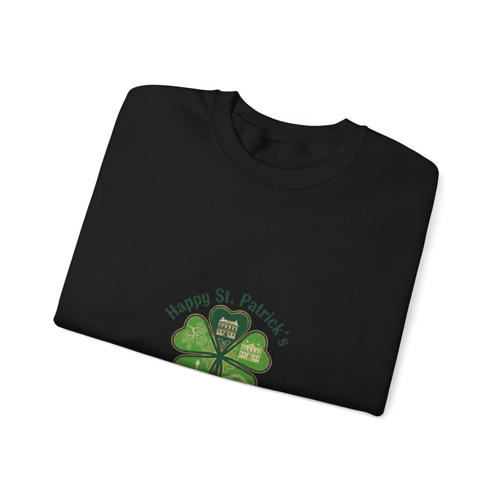 minimal clover icon sweatshirt | tiny shamrock print, subtle luck graphic