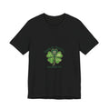minimal clover icon Tee | tiny shamrock print, subtle luck graphic