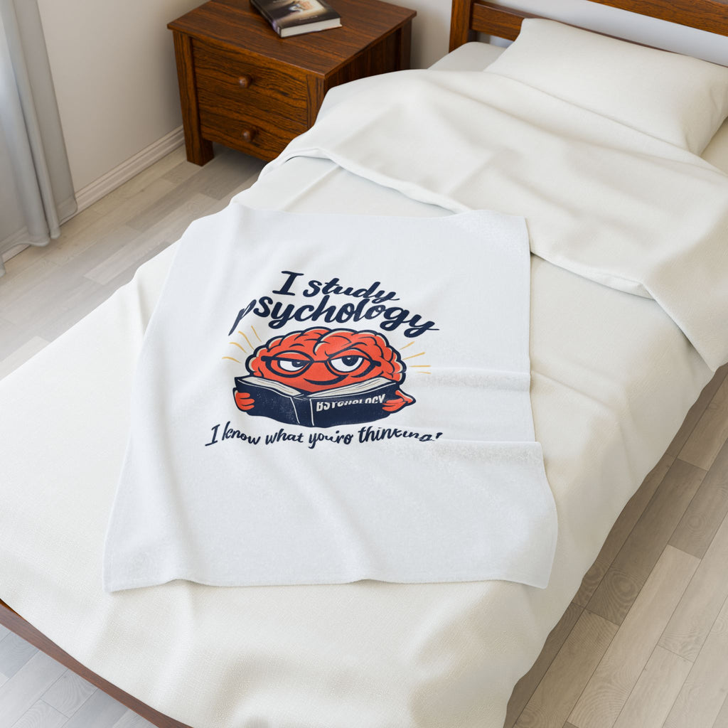 Psychology Brain Illustration Velveteen Plush Blanket | office humor, corporate irony