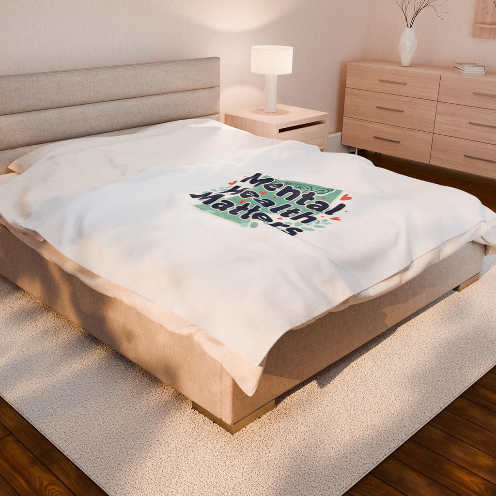 Mental Health Matters Blanket | Positive Message, Illustrated Brain, Wellness