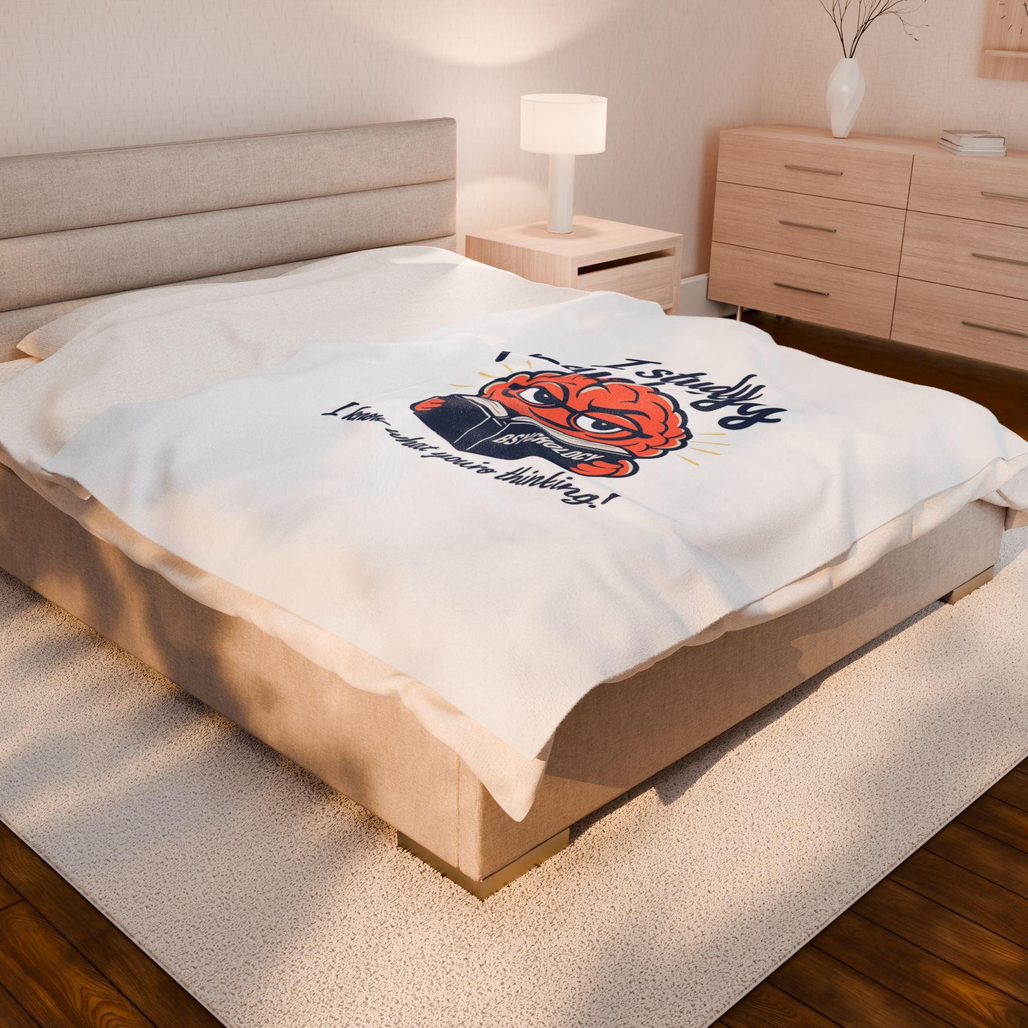 Psychology Brain Illustration Velveteen Plush Blanket | office humor, corporate irony
