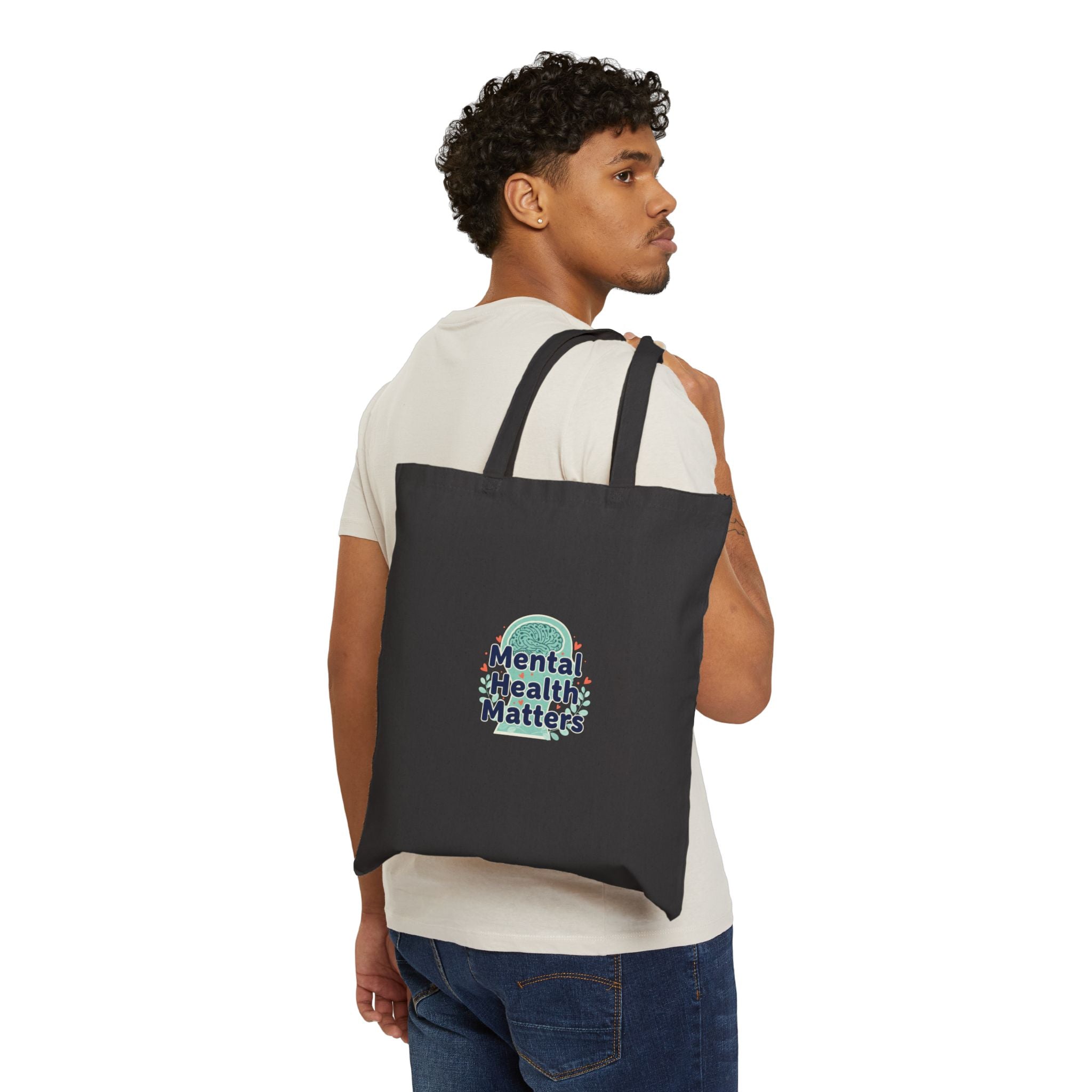 Mental Health Matters Tote | chrome text design, reflective typography