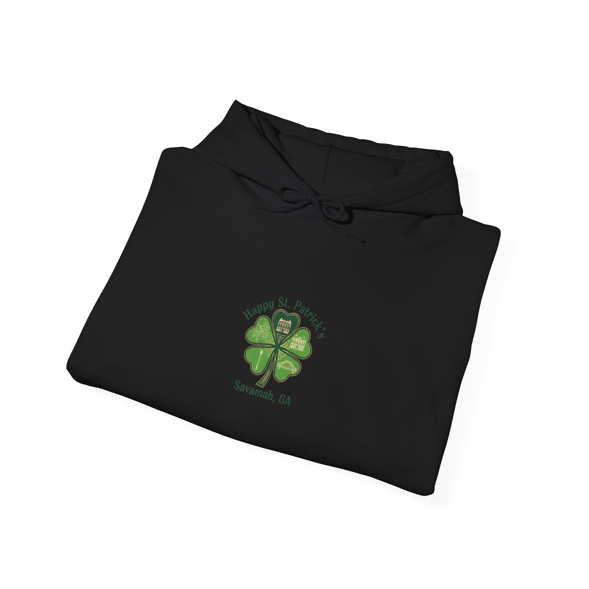 Minimal Clover Icon Hoodie | tiny shamrock print, subtle luck graphic