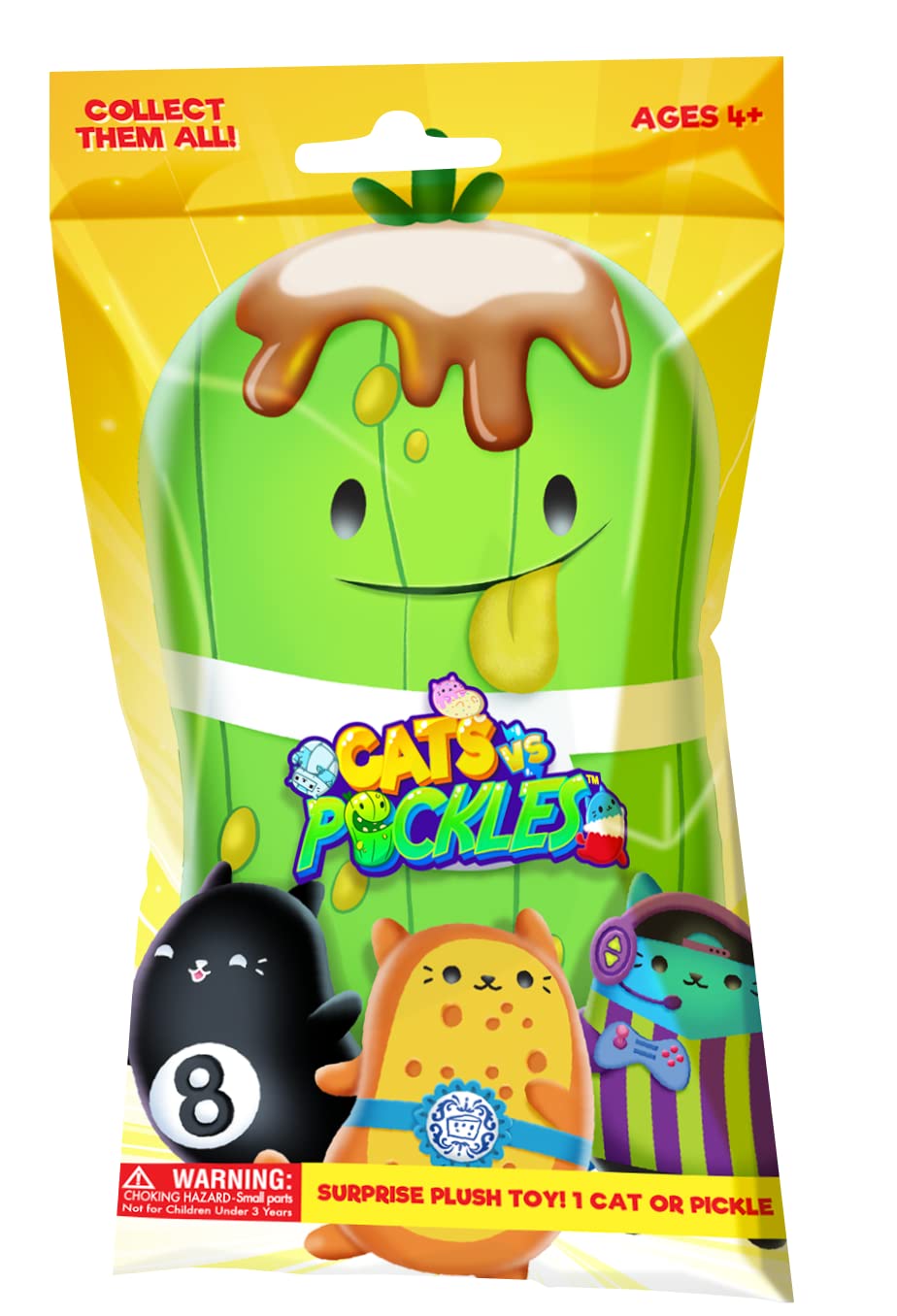 Cats vs Pickles - Mystery Bags - Gold Wave - Bean Filled Plushies! Great for Stocking Stuffers, Advent Calendars, for Kids, Boys, & Girls.