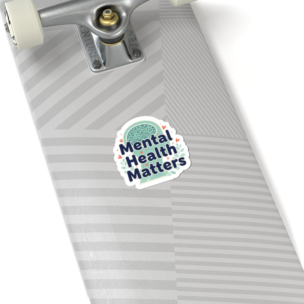 Mental Health Matters Sticker | chrome text design, reflective typography
