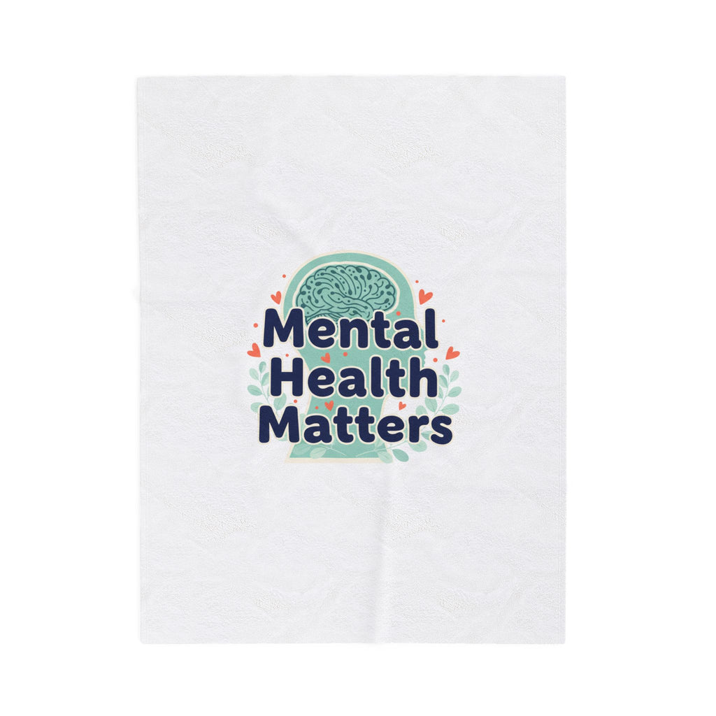 Mental Health Matters Blanket | Positive Message, Illustrated Brain, Wellness