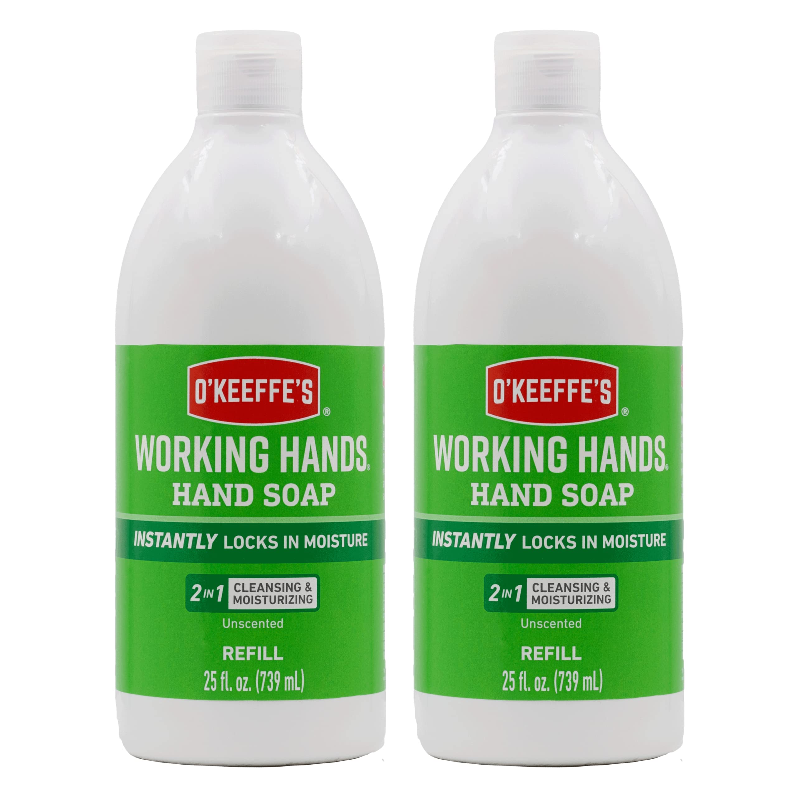 O'Keeffe's Working Hands Moisturizing Hand Soap, 25 Ounce Bottle Refill, Unscented