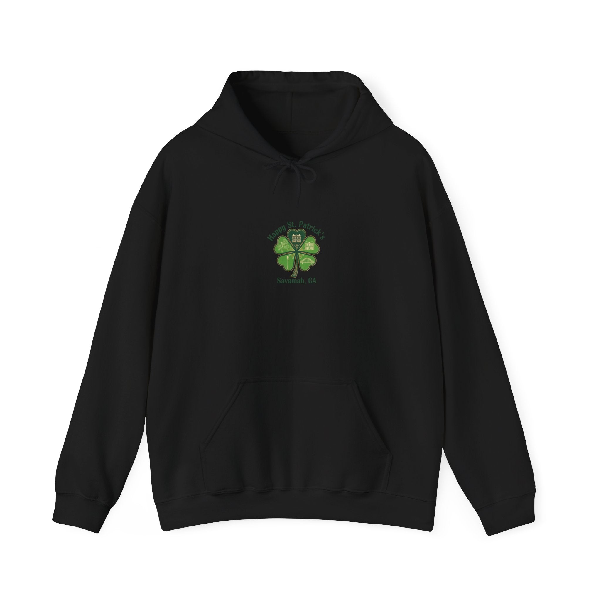 Minimal Clover Icon Hoodie | tiny shamrock print, subtle luck graphic