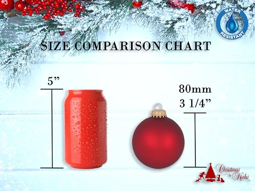 Christmas Tree Ornaments Made in The USA - 80mm / 3.25" Decorated Collectible Glass Balls from Christmas by Krebs - Handmade Hanging Holiday Decoration for Trees