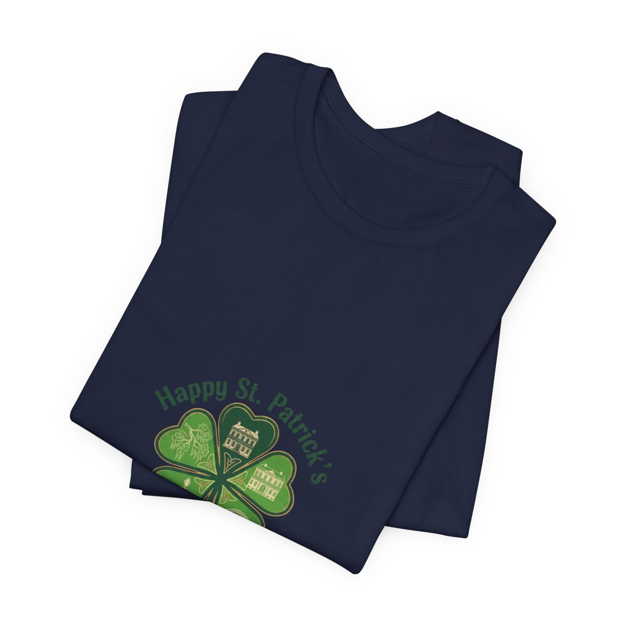 minimal clover icon Tee | tiny shamrock print, subtle luck graphic