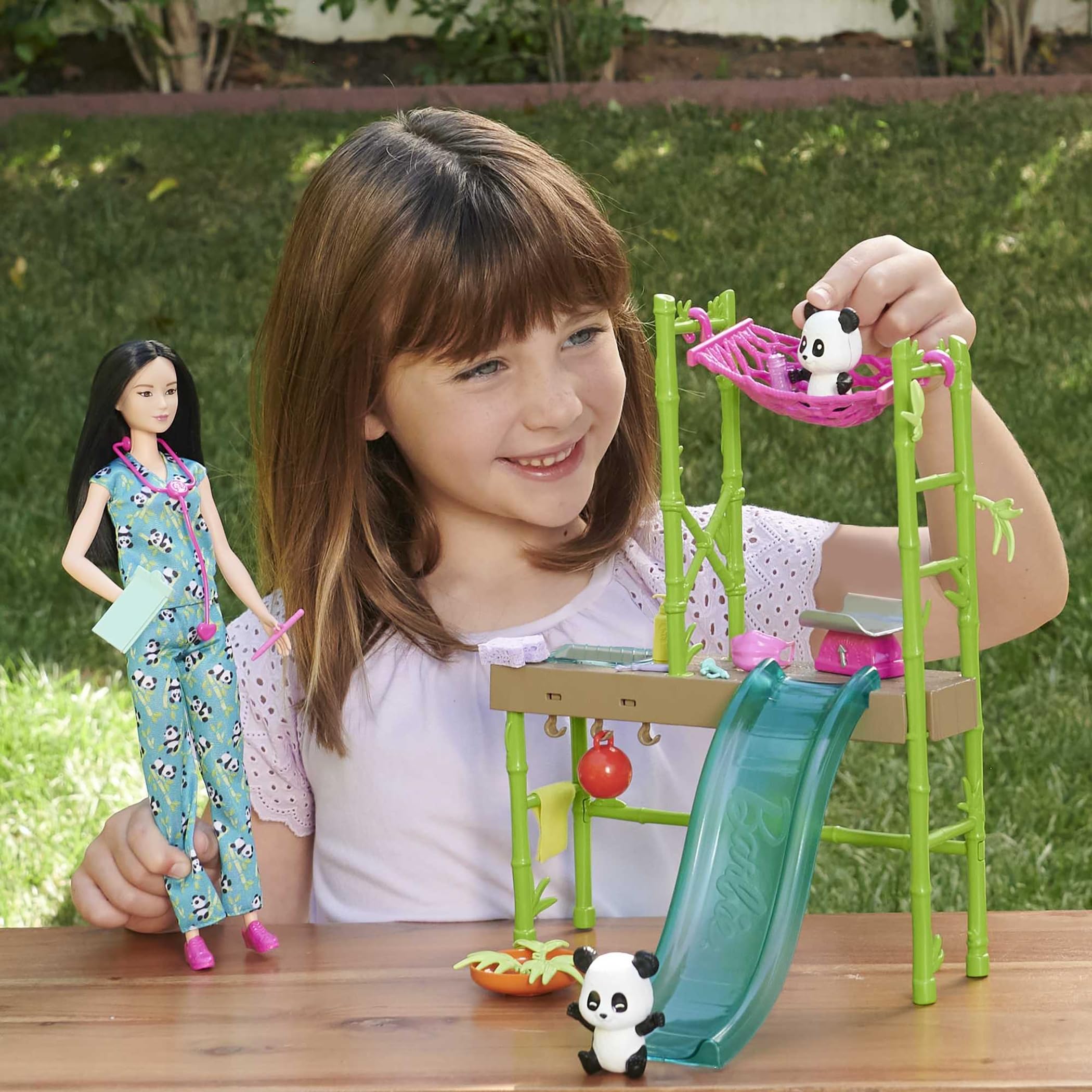 Barbie Careers Playset, Baby Panda Care & Rescue Set with Vet Fashion Doll, 2 Color-Change Pandas & 20+ Accessories