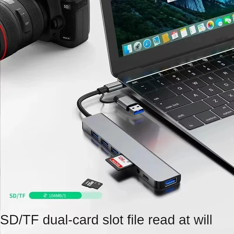 8 in 2 USB-C HUB USB Splitter USB Extender with 4 USB Port 1 USBC Port