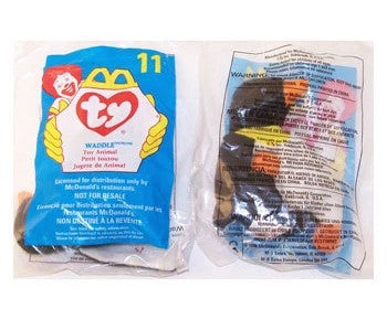 1998 McDONALD'S TY TEENIE BEANIE BABY BABIES ORIGINAL WADDLE PENGUIN ( Unopen)