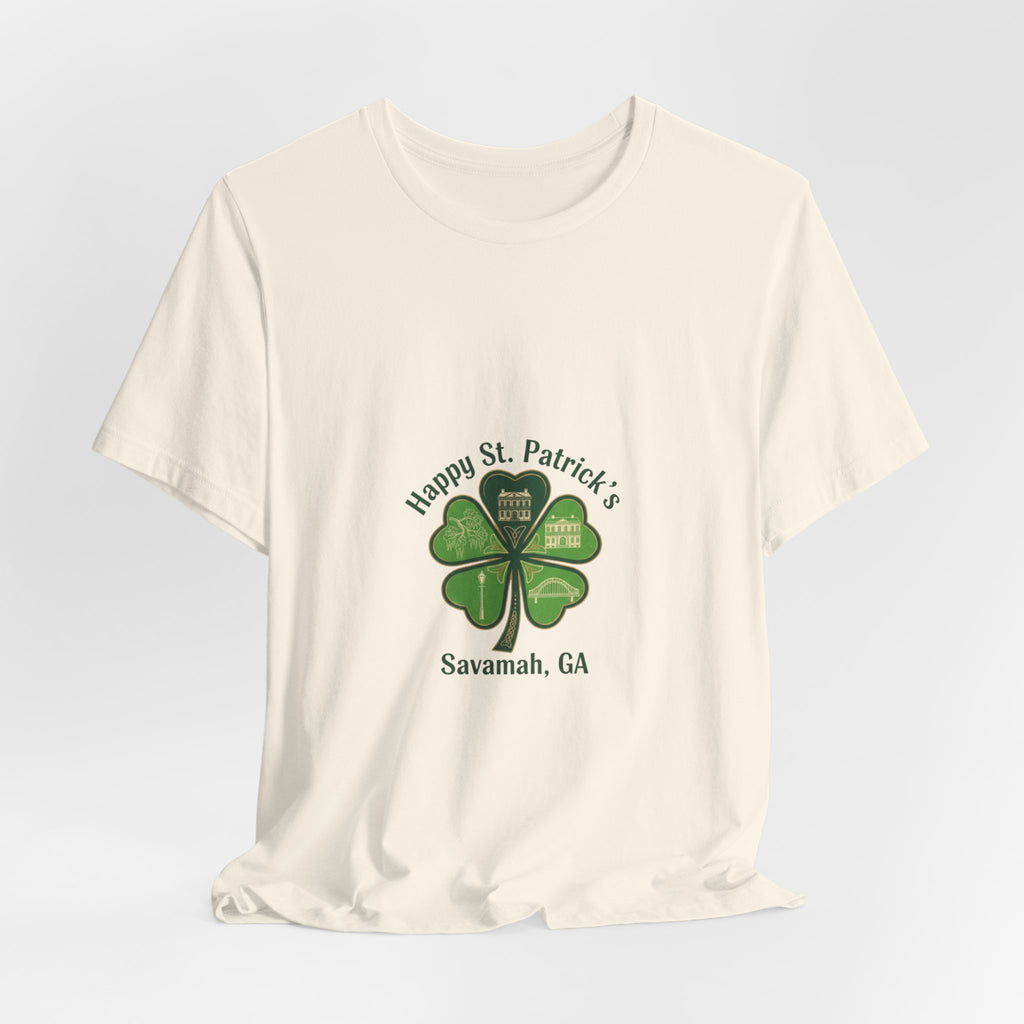 minimal clover icon Tee | tiny shamrock print, subtle luck graphic