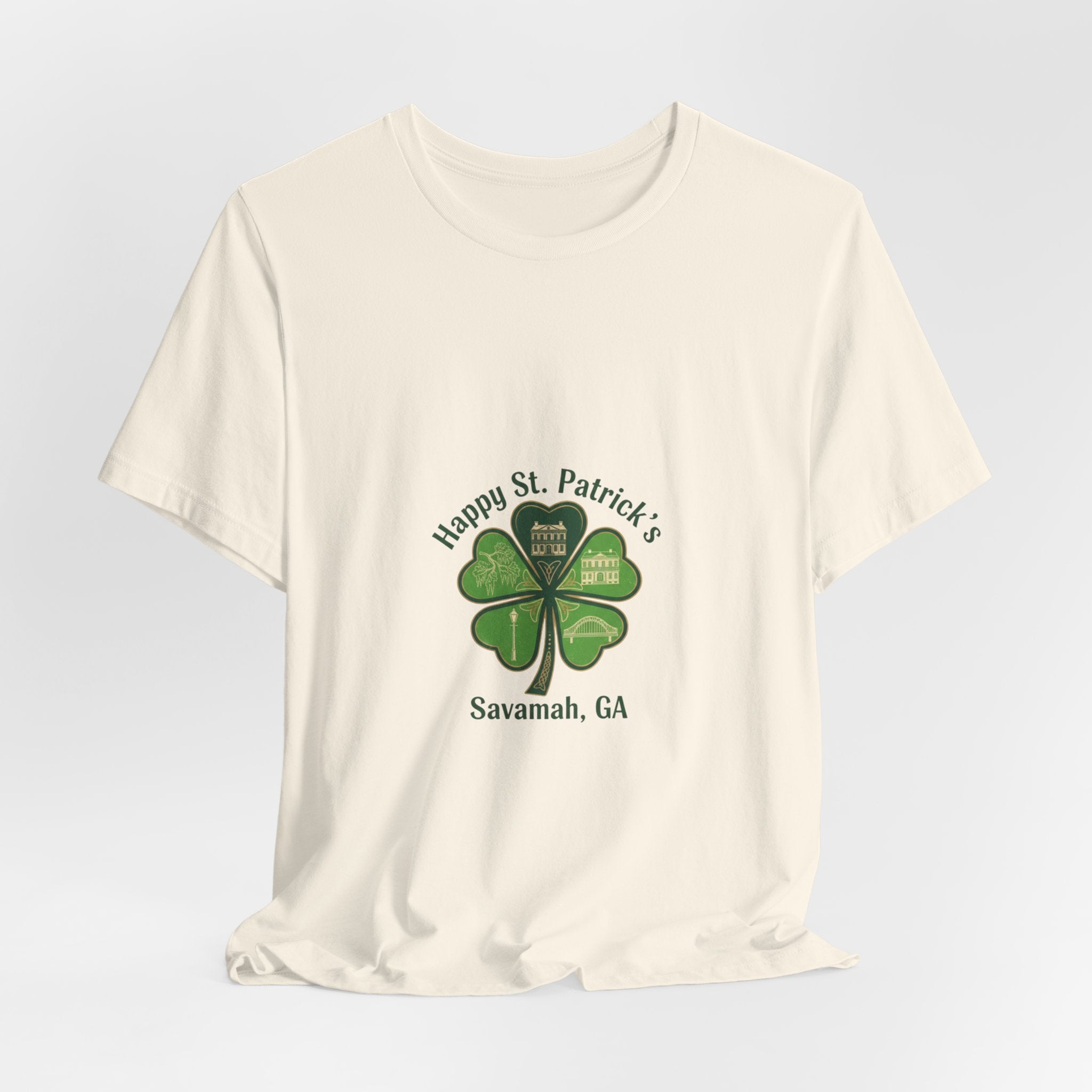 minimal clover icon Tee | tiny shamrock print, subtle luck graphic