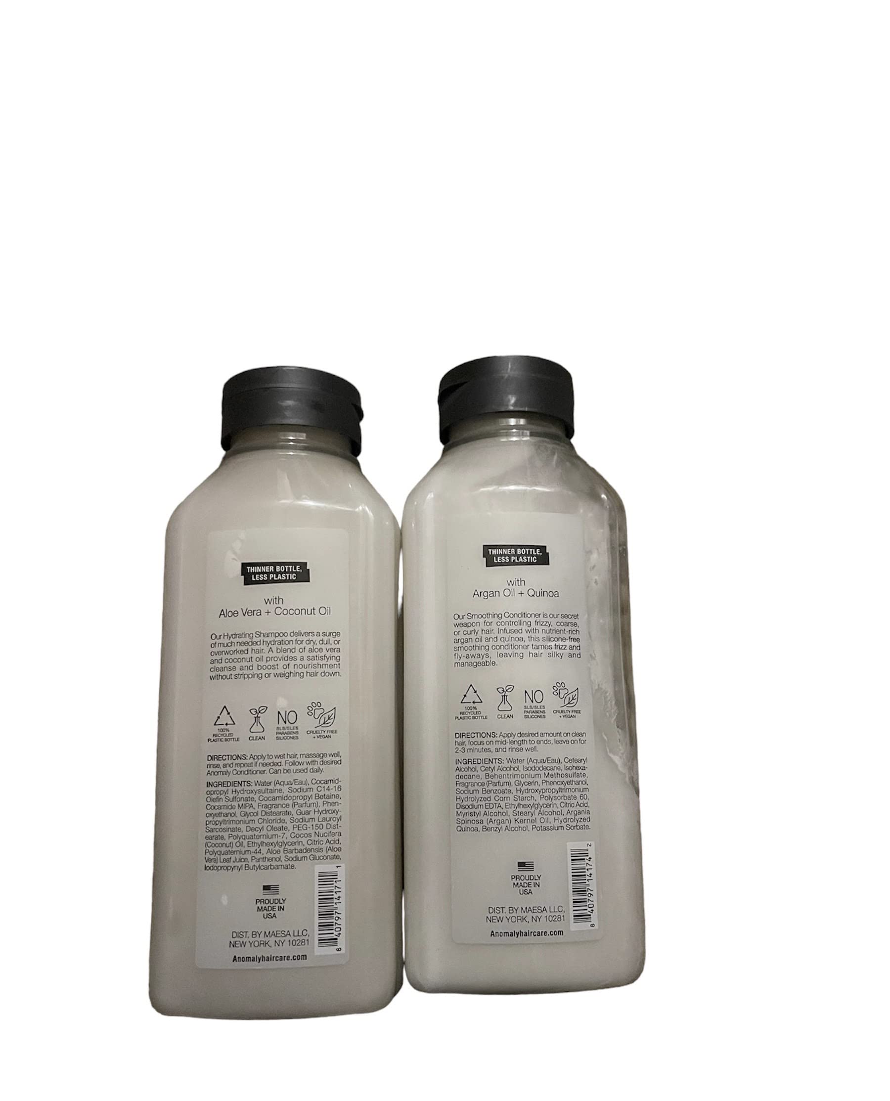 Anomaly Shampoo & Conditioner Set Eco Friendly Sustainable Packaging - 11 fl oz Each (Hydrating Shampoo & Smoothing Conditioner)
