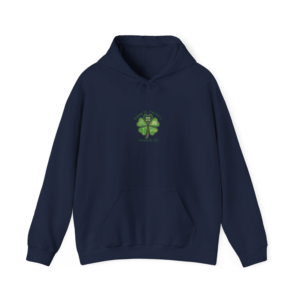 Minimal Clover Icon Hoodie | tiny shamrock print, subtle luck graphic