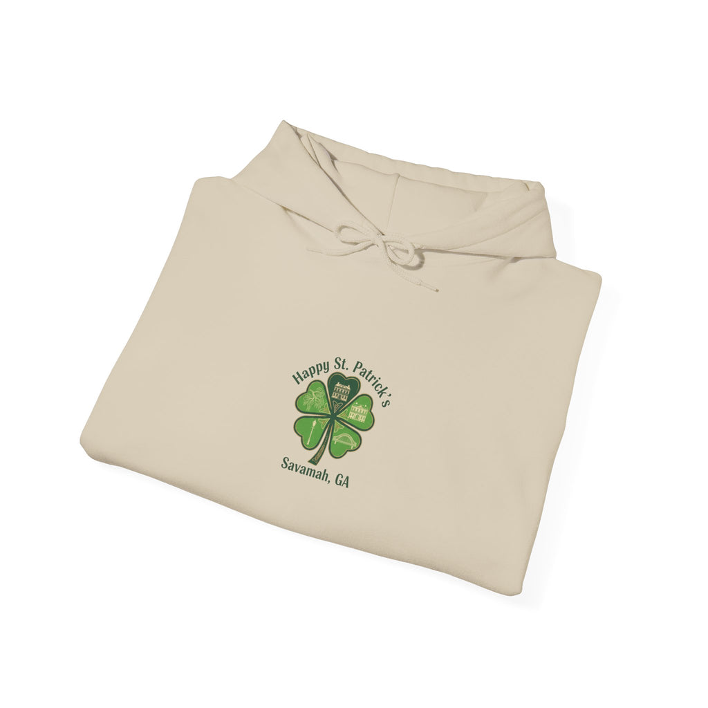 Minimal Clover Icon Hoodie | tiny shamrock print, subtle luck graphic