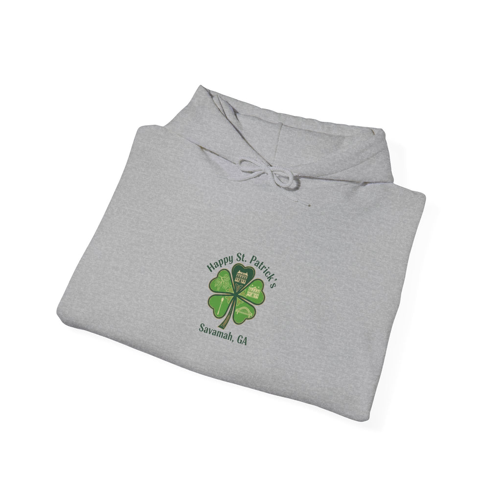 Minimal Clover Icon Hoodie | tiny shamrock print, subtle luck graphic