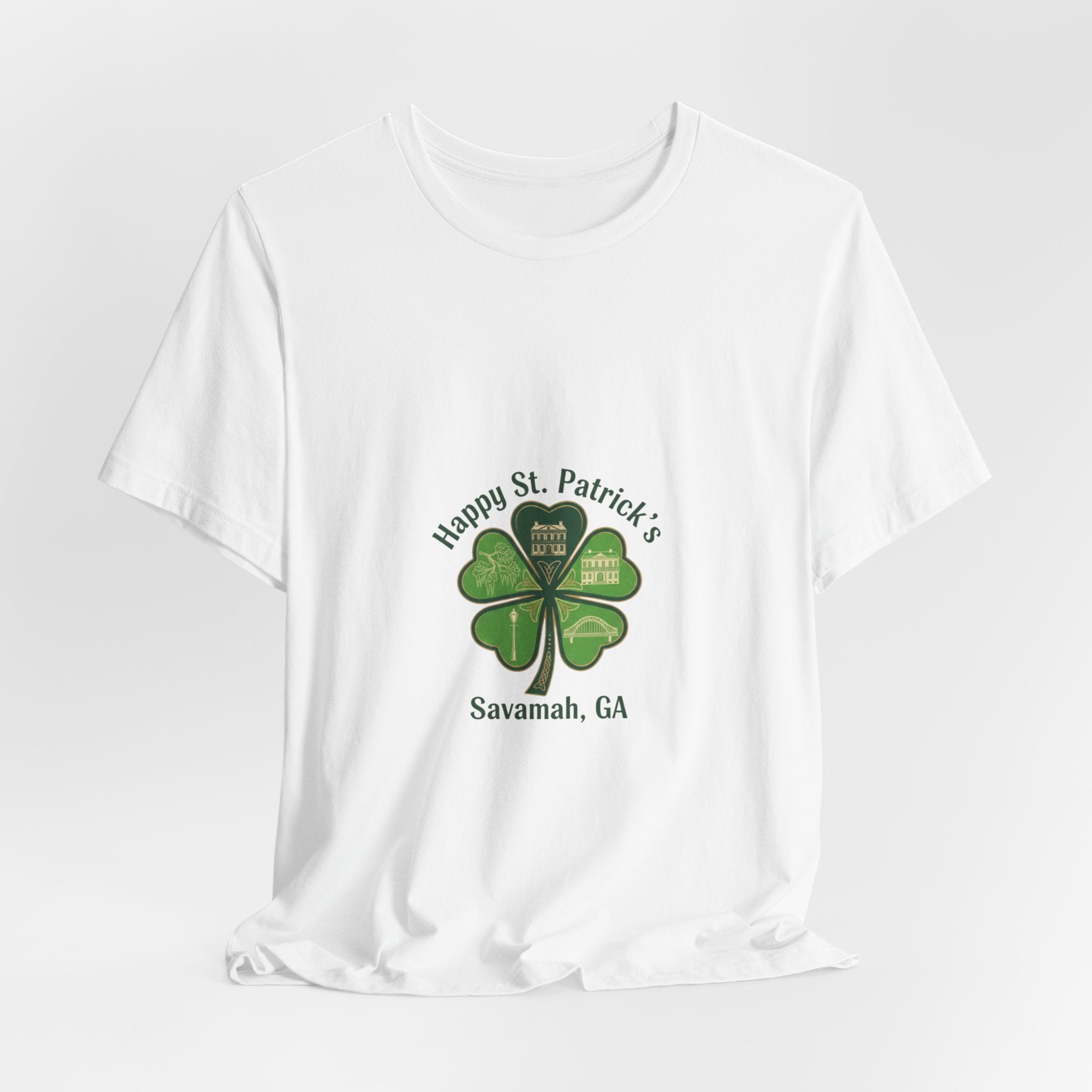 minimal clover icon Tee | tiny shamrock print, subtle luck graphic