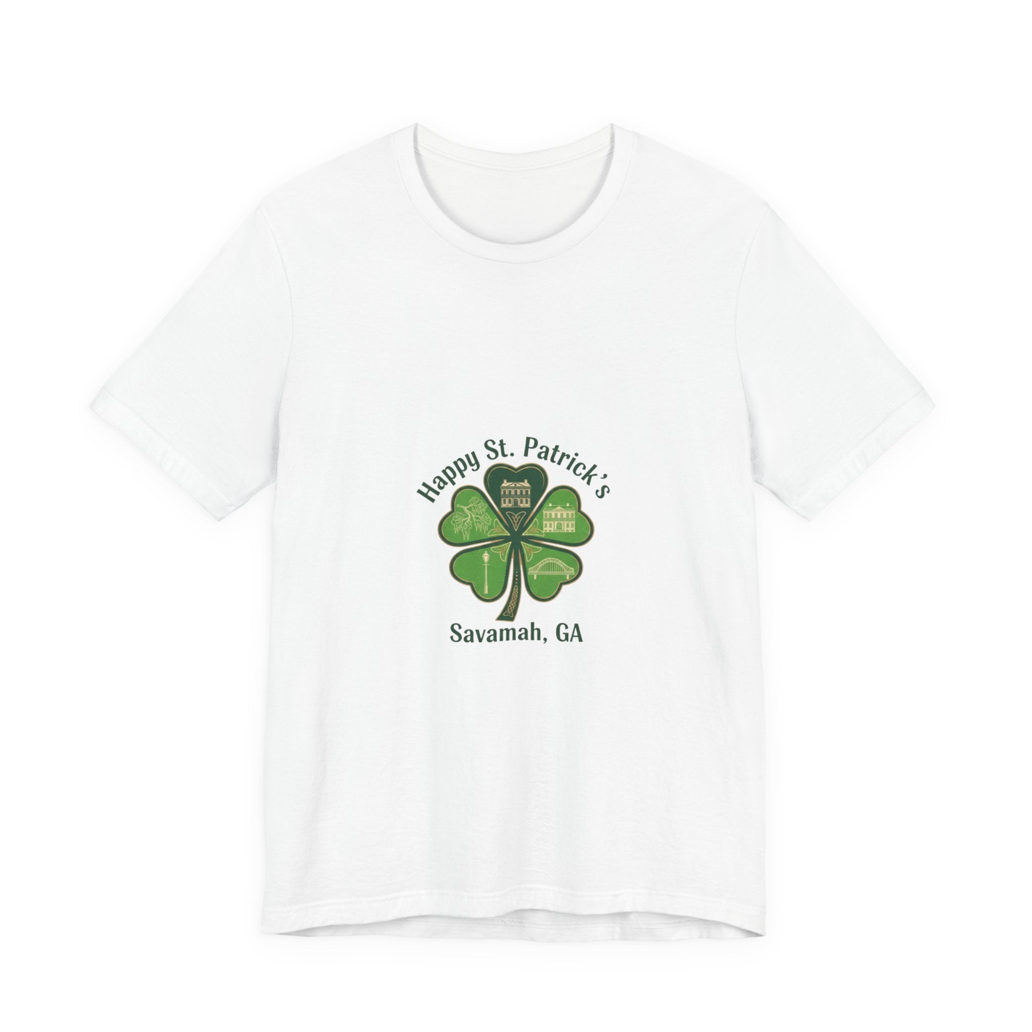 minimal clover icon Tee | tiny shamrock print, subtle luck graphic