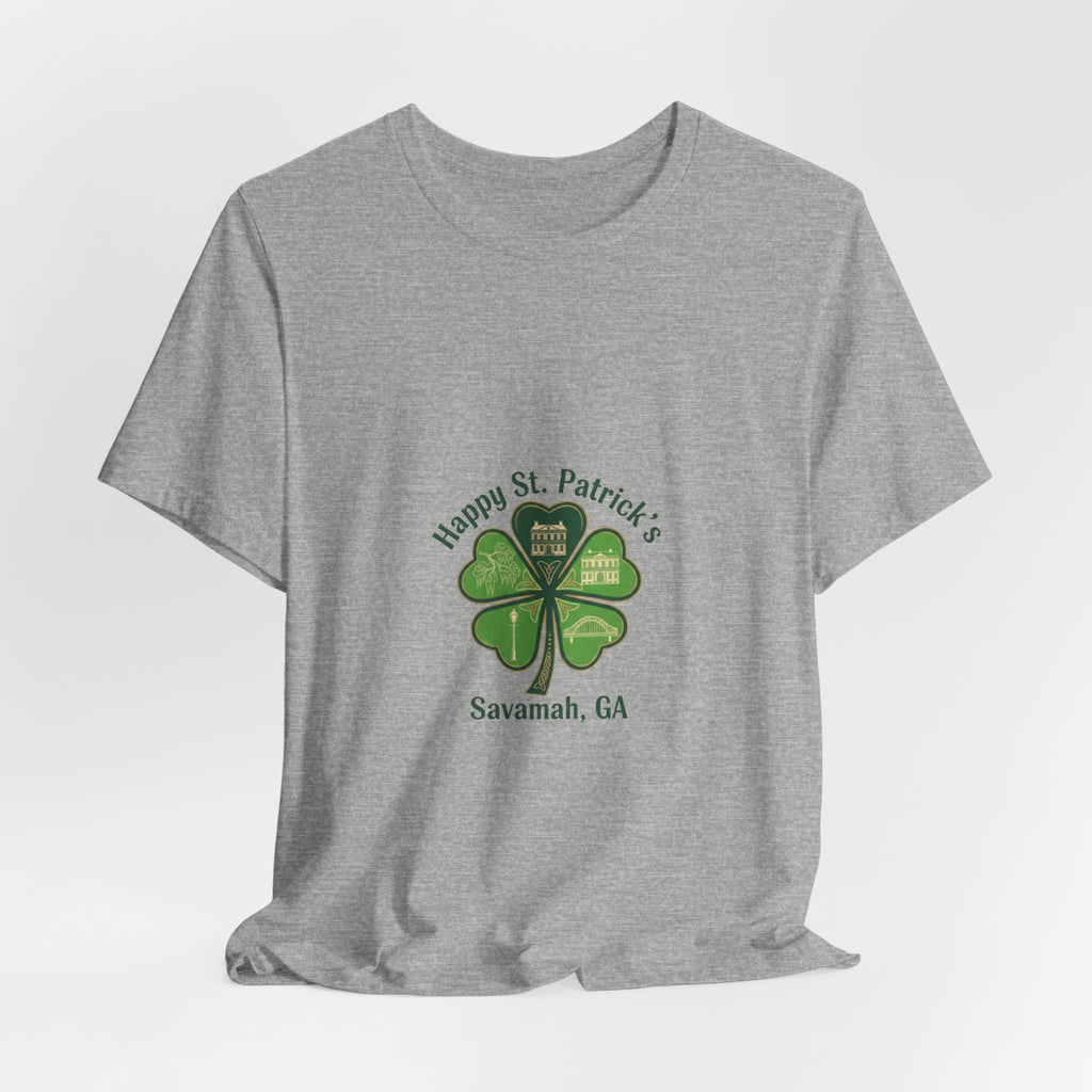 minimal clover icon Tee | tiny shamrock print, subtle luck graphic