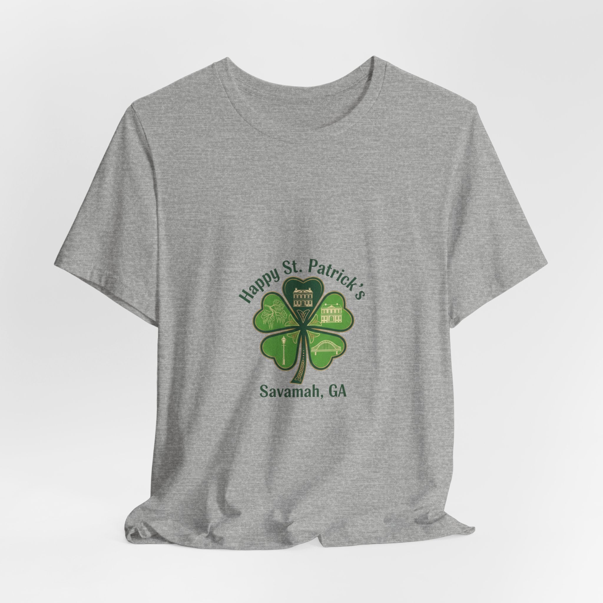 minimal clover icon Tee | tiny shamrock print, subtle luck graphic