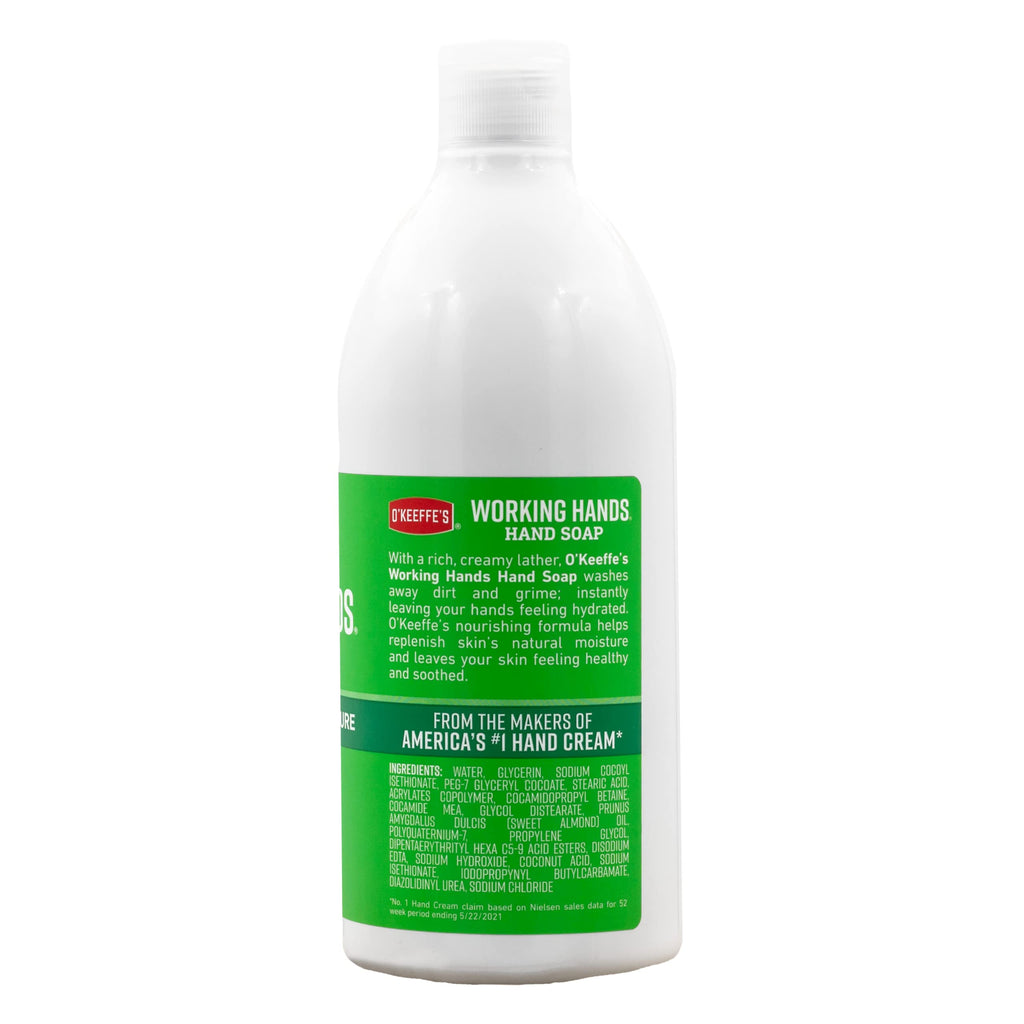 O'Keeffe's Working Hands Moisturizing Hand Soap, 25 Ounce Bottle Refill, Unscented