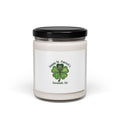 minimal clover icon Soy Candle | subtle luck graphic, emerald shamrock print