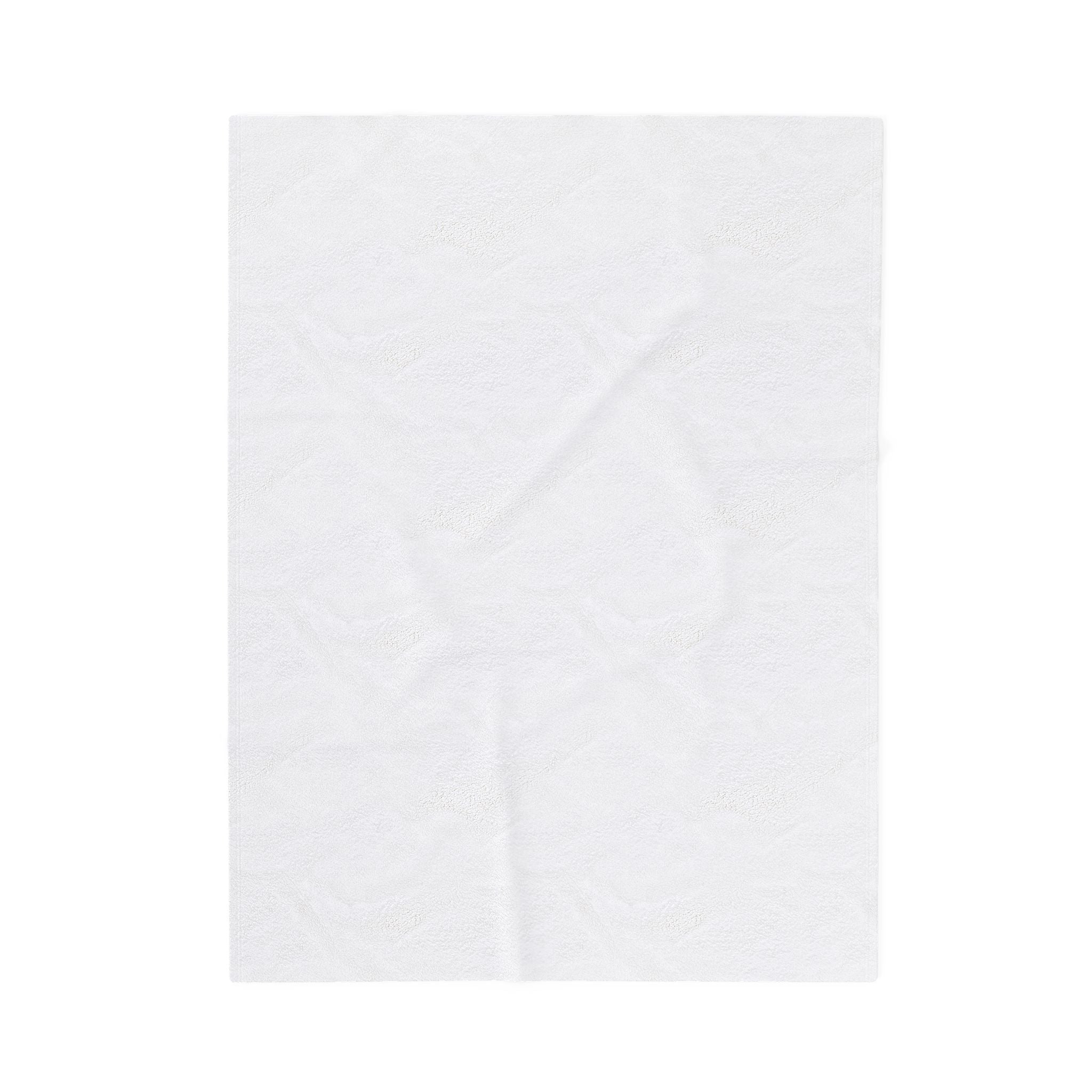Minimal Shamrock Print Velveteen Plush Blanket | tiny clover icon, subtle luck