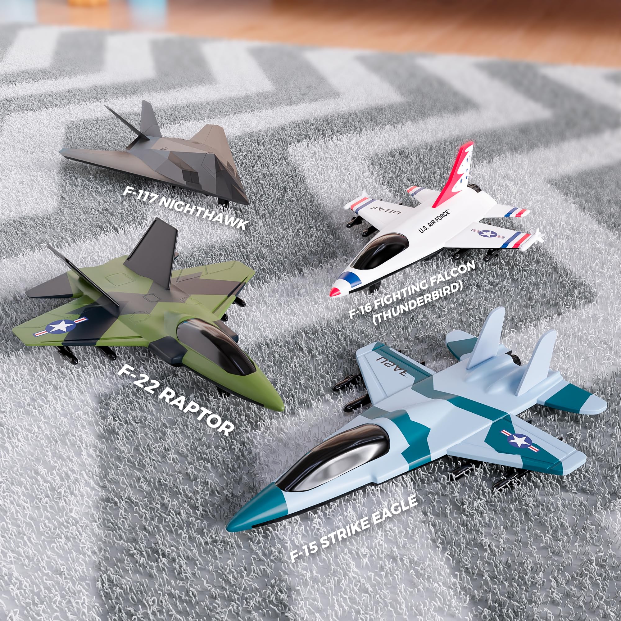 Lollipop US Air Force Airplane Toy - Official Licensed Cargo/Transport Aircraft or Fighter Helicopter & War Plane with Military Base & Action Figures Playset - Airforce Vehicle Model for Kids Ages 3+