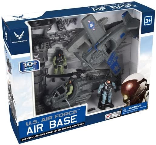 Lollipop US Air Force Airplane Toy - Official Licensed Cargo/Transport Aircraft or Fighter Helicopter & War Plane with Military Base & Action Figures Playset - Airforce Vehicle Model for Kids Ages 3+