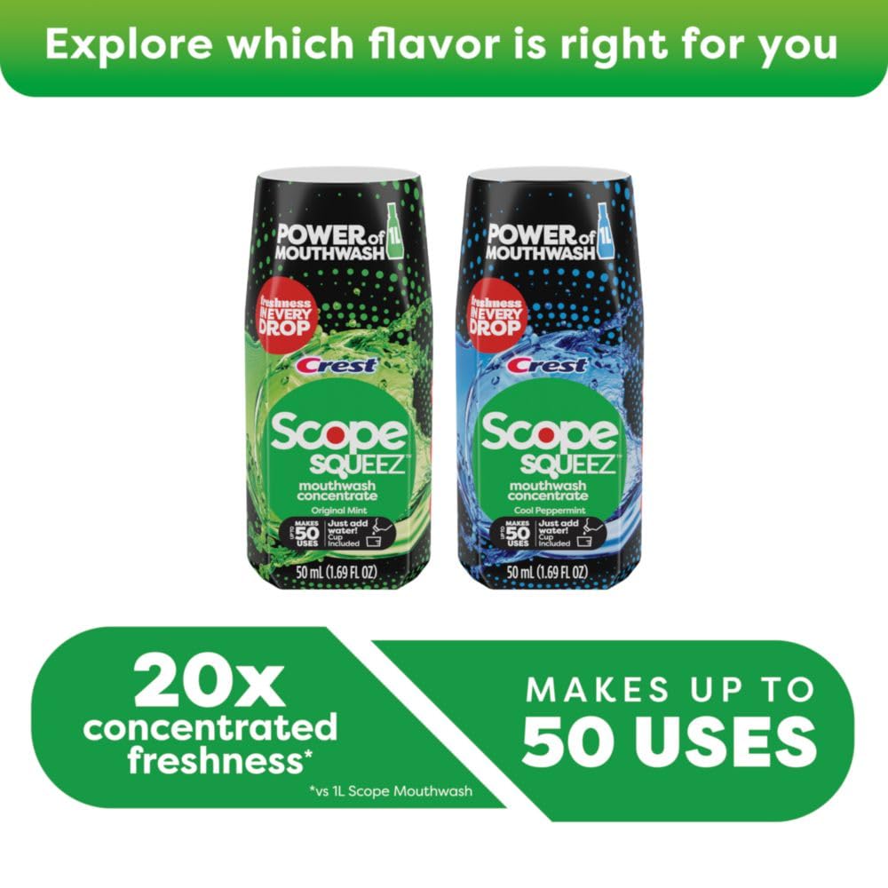 Crest Scope Squeez Mouthwash Concentrate, Original Mint Flavor, 50mL