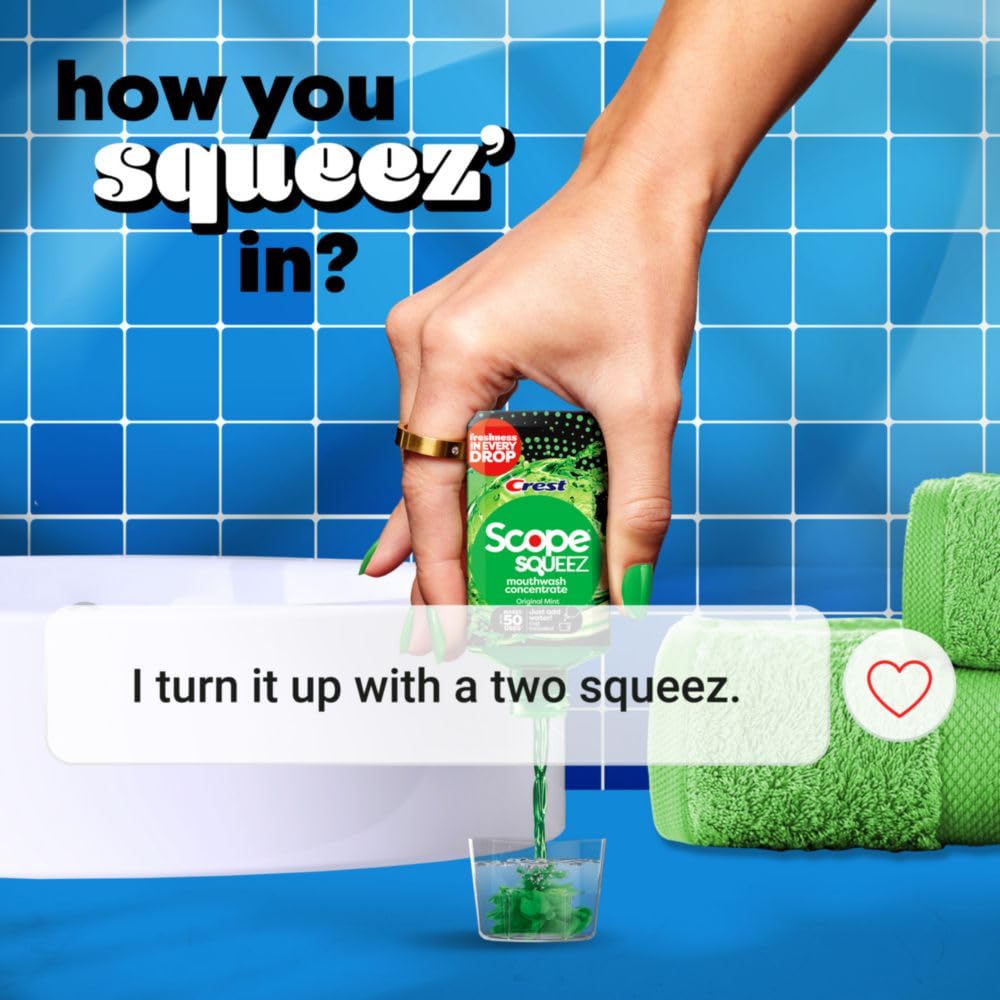 Crest Scope Squeez Mouthwash Concentrate, Original Mint Flavor, 50mL