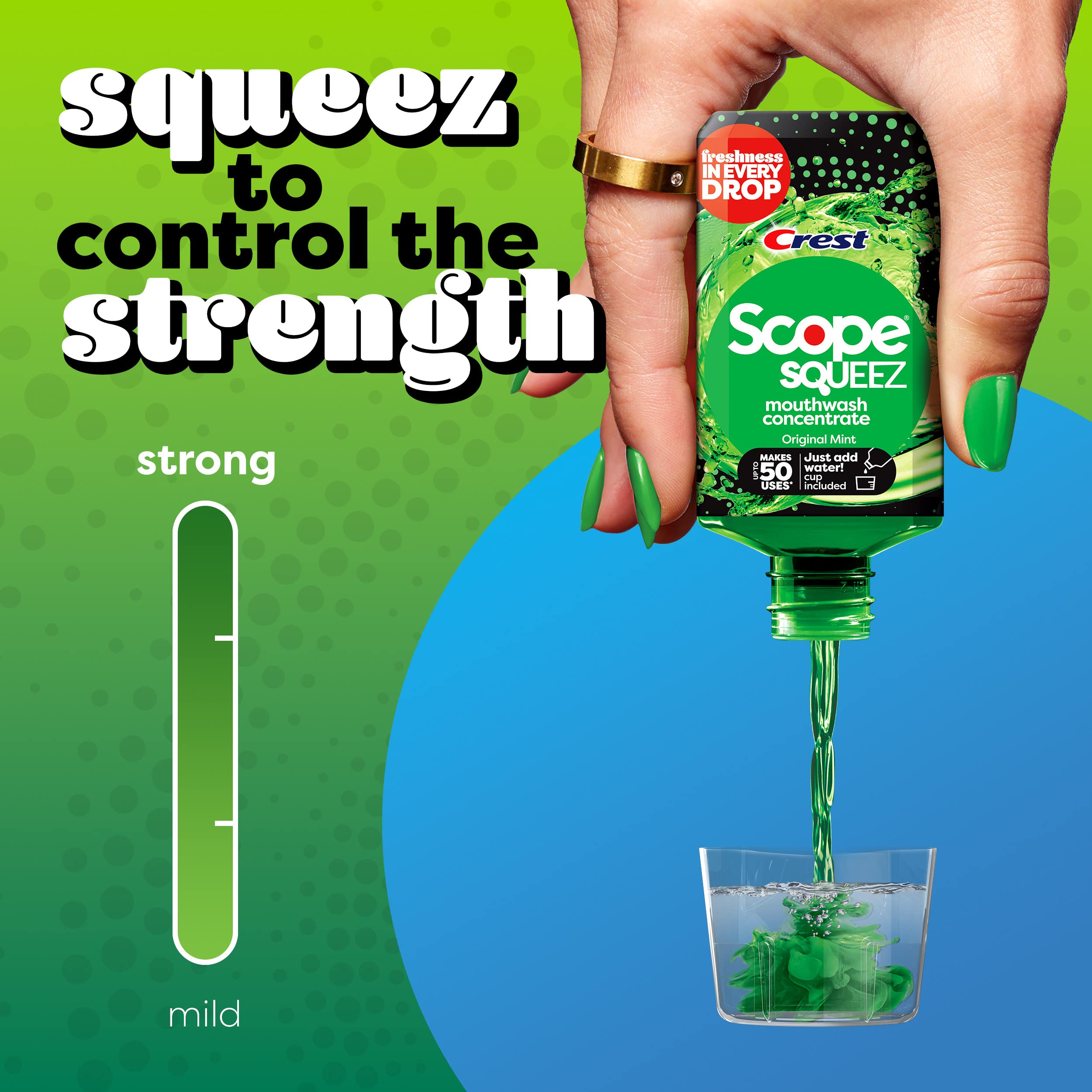 Crest Scope Squeez Mouthwash Concentrate, Original Mint Flavor, 50mL